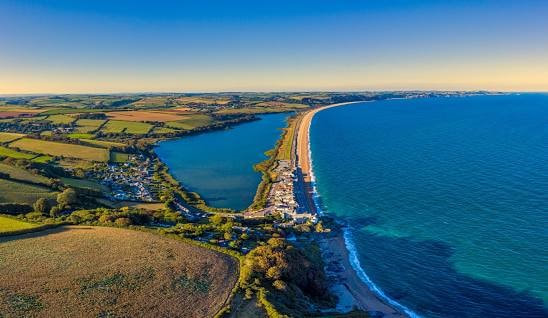 A view of Slapton Ley and Torcross beach from above
